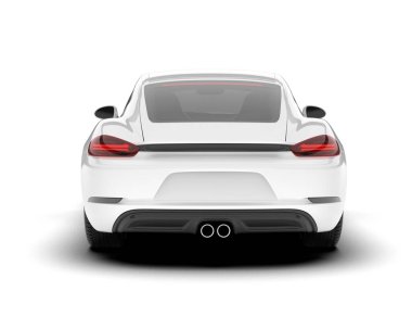 Şeffaf arka planda beyaz spor araba. 3d görüntüleme - illüstrasyon