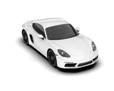 Şeffaf arka planda beyaz spor araba. 3d görüntüleme - illüstrasyon