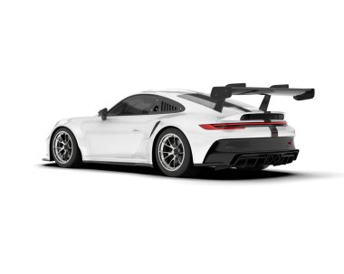 Şeffaf arka planda beyaz spor araba. 3d görüntüleme - illüstrasyon