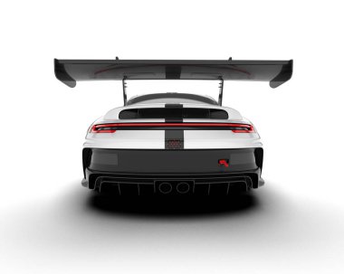 Şeffaf arka planda beyaz spor araba. 3d görüntüleme - illüstrasyon