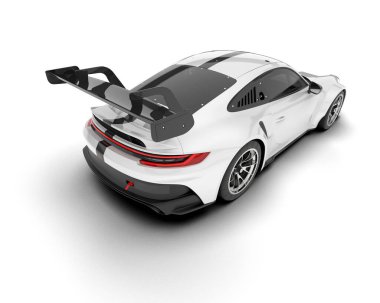 Şeffaf arka planda beyaz spor araba. 3d görüntüleme - illüstrasyon