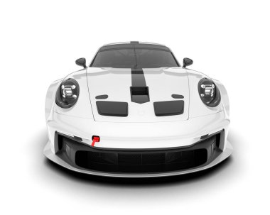 Şeffaf arka planda beyaz spor araba. 3d görüntüleme - illüstrasyon