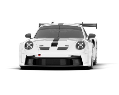 Şeffaf arka planda beyaz spor araba. 3d görüntüleme - illüstrasyon