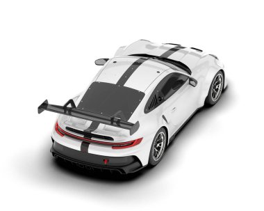 Şeffaf arka planda beyaz spor araba. 3d görüntüleme - illüstrasyon