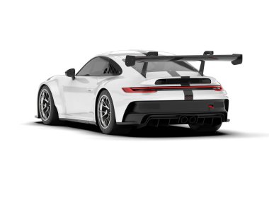 Şeffaf arka planda beyaz spor araba. 3d görüntüleme - illüstrasyon