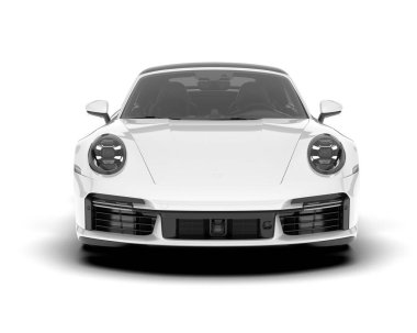 Şeffaf arka planda beyaz spor araba. 3d görüntüleme - illüstrasyon