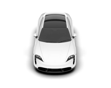 Şeffaf arka planda beyaz spor araba. 3d görüntüleme - illüstrasyon