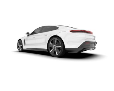 Şeffaf arka planda beyaz spor araba. 3d görüntüleme - illüstrasyon