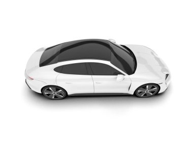 Şeffaf arka planda beyaz spor araba. 3d görüntüleme - illüstrasyon