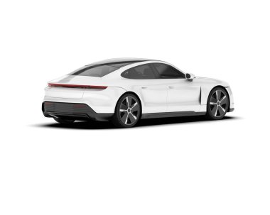 Şeffaf arka planda beyaz spor araba. 3d görüntüleme - illüstrasyon