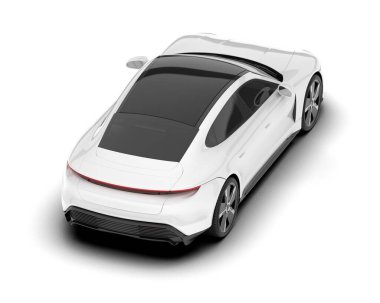 Beyaz arka planda izole edilmiş beyaz spor araba. 3d görüntüleme - illüstrasyon