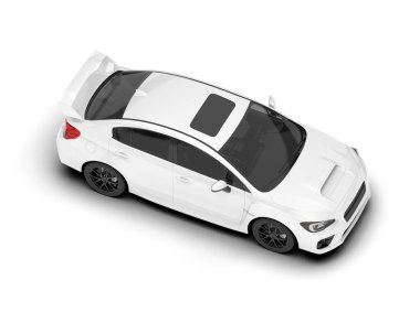 Beyaz SUV beyaz arka planda izole edilmiş. 3d görüntüleme - illüstrasyon