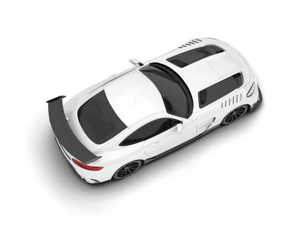 白い背景に白いスポーツカー 3Dレンダリング イラスト — ストック写真