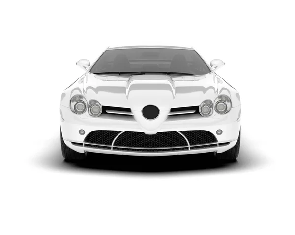 白色背景的白色跑车 3D渲染 — 图库照片