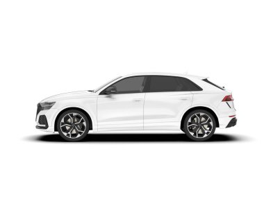 Beyaz SUV beyaz arka planda izole edilmiş. 3d görüntüleme - illüstrasyon