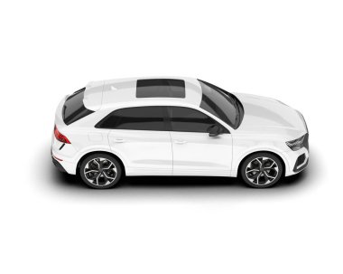 Beyaz SUV beyaz arka planda izole edilmiş. 3d görüntüleme - illüstrasyon
