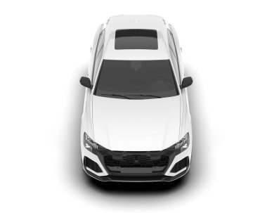 Beyaz SUV beyaz arka planda izole edilmiş. 3d görüntüleme - illüstrasyon
