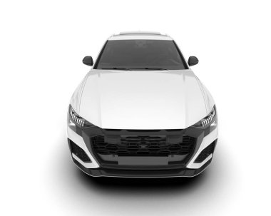 Beyaz SUV beyaz arka planda izole edilmiş. 3d görüntüleme - illüstrasyon