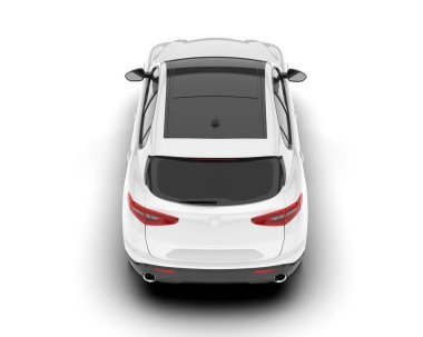 Beyaz SUV beyaz arka planda izole edilmiş. 3d görüntüleme - illüstrasyon