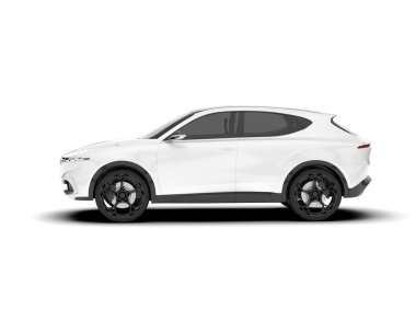 Beyaz SUV beyaz arka planda izole edilmiş. 3d görüntüleme - illüstrasyon