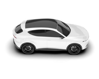 Beyaz SUV beyaz arka planda izole edilmiş. 3d görüntüleme - illüstrasyon