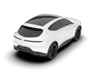 Beyaz SUV beyaz arka planda izole edilmiş. 3d görüntüleme - illüstrasyon