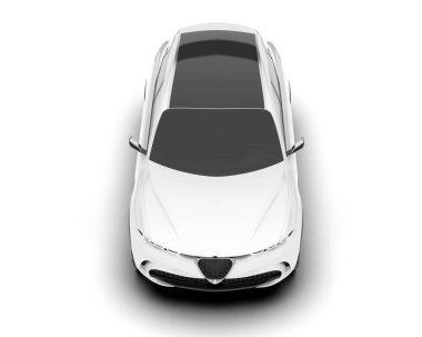Beyaz SUV beyaz arka planda izole edilmiş. 3d görüntüleme - illüstrasyon