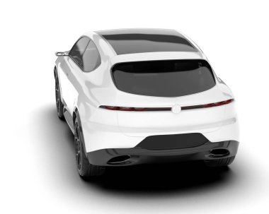 Beyaz SUV beyaz arka planda izole edilmiş. 3d görüntüleme - illüstrasyon