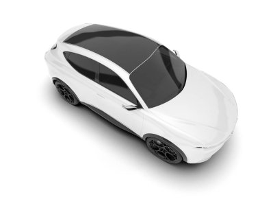 Beyaz SUV beyaz arka planda izole edilmiş. 3d görüntüleme - illüstrasyon