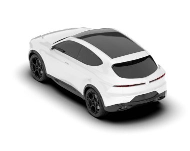 Beyaz SUV beyaz arka planda izole edilmiş. 3d görüntüleme - illüstrasyon