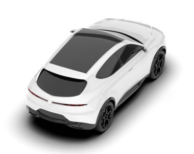 Beyaz SUV beyaz arka planda izole edilmiş. 3d görüntüleme - illüstrasyon