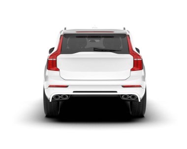 Beyaz SUV beyaz arka planda izole edilmiş. 3d görüntüleme - illüstrasyon