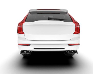 Beyaz SUV beyaz arka planda izole edilmiş. 3d görüntüleme - illüstrasyon