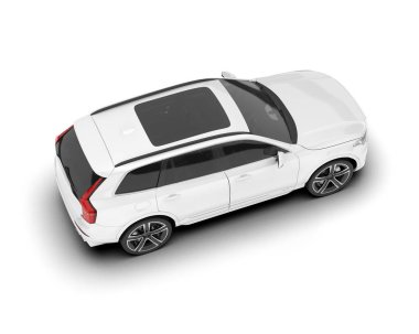 Beyaz SUV beyaz arka planda izole edilmiş. 3d görüntüleme - illüstrasyon