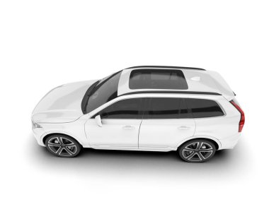 Beyaz SUV beyaz arka planda izole edilmiş. 3d görüntüleme - illüstrasyon