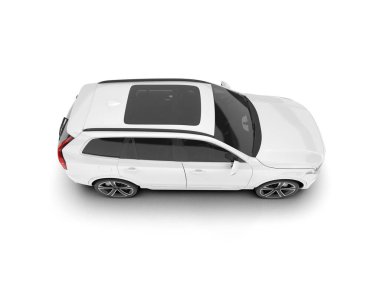 Beyaz SUV beyaz arka planda izole edilmiş. 3d görüntüleme - illüstrasyon