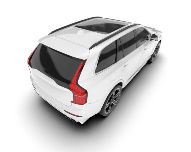 Beyaz SUV beyaz arka planda izole edilmiş. 3d görüntüleme - illüstrasyon