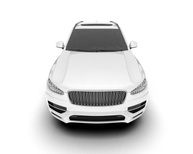 Beyaz SUV beyaz arka planda izole edilmiş. 3d görüntüleme - illüstrasyon