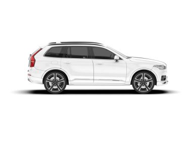Beyaz SUV beyaz arka planda izole edilmiş. 3d görüntüleme - illüstrasyon