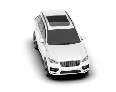 Beyaz SUV beyaz arka planda izole edilmiş. 3d görüntüleme - illüstrasyon