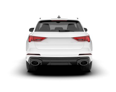 Beyaz SUV beyaz arka planda izole edilmiş. 3d görüntüleme - illüstrasyon