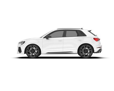 Beyaz SUV beyaz arka planda izole edilmiş. 3d görüntüleme - illüstrasyon