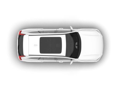 Beyaz SUV beyaz arka planda izole edilmiş. 3d görüntüleme - illüstrasyon