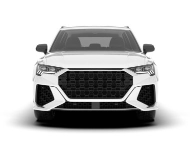 Beyaz SUV beyaz arka planda izole edilmiş. 3d görüntüleme - illüstrasyon