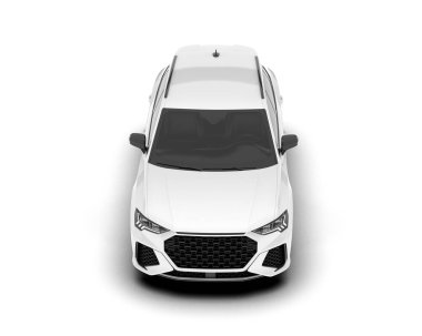 Beyaz SUV beyaz arka planda izole edilmiş. 3d görüntüleme - illüstrasyon