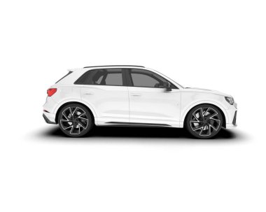 Beyaz SUV beyaz arka planda izole edilmiş. 3d görüntüleme - illüstrasyon