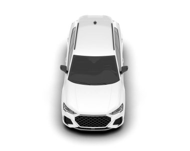 Beyaz SUV beyaz arka planda izole edilmiş. 3d görüntüleme - illüstrasyon