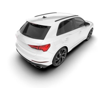 Beyaz SUV beyaz arka planda izole edilmiş. 3d görüntüleme - illüstrasyon