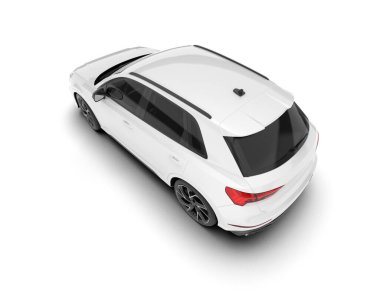 Beyaz SUV beyaz arka planda izole edilmiş. 3d görüntüleme - illüstrasyon