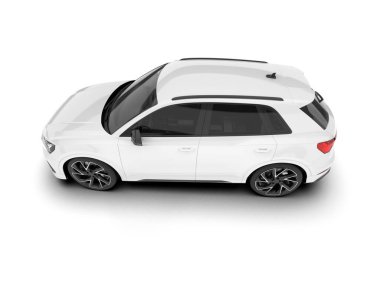 Beyaz SUV beyaz arka planda izole edilmiş. 3d görüntüleme - illüstrasyon